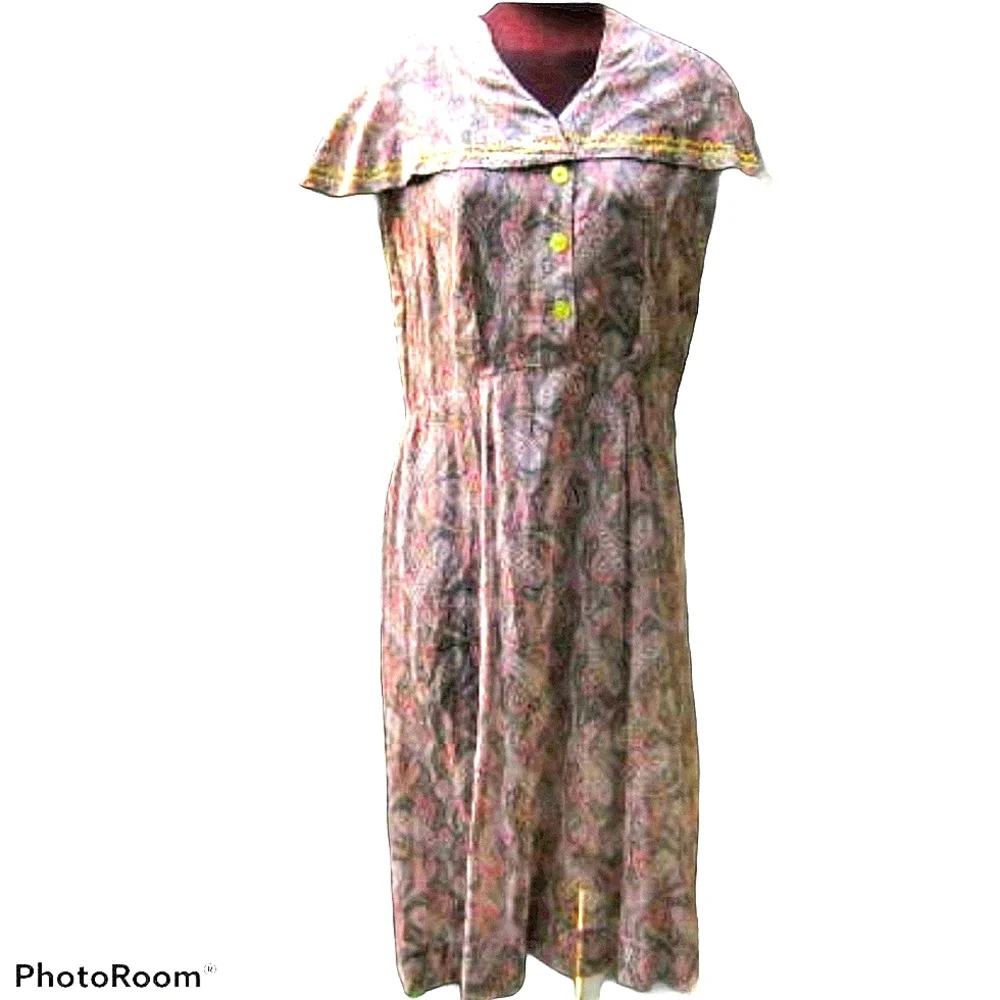 Vintage handmade rare large  summer Madmen dress - Picture 4 of 9